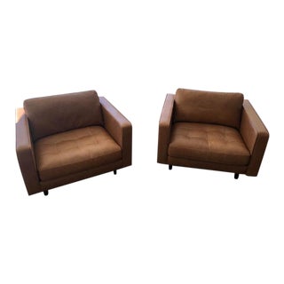Early 21st Century Vintage Tufted Club Chairs- A Pair For Sale