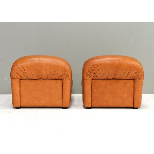 Animal Skin Vintage Lounge Chairs in Cognac Leather by Rossi di Albizzate, Italy, 1970s, Set of 2 For Sale - Image 7 of 18