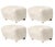 Set Of 4 off white smoked Oak Sheepskin the Tired Man footstools by Lassen Dimensions: W 55 x D 53 x H 36 cm Materials:...