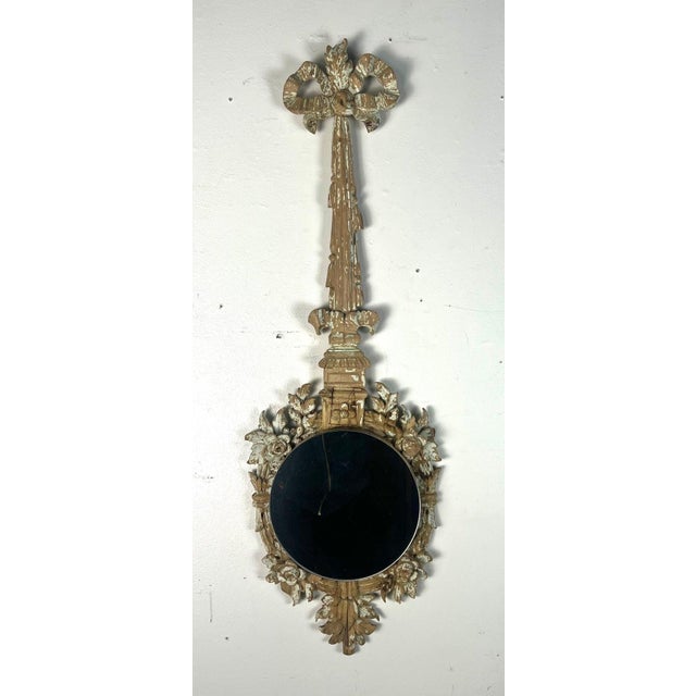Tan 19th Century French Rococo Wall Mirror, Hand-Carved Wood, Distressed For Sale - Image 8 of 17