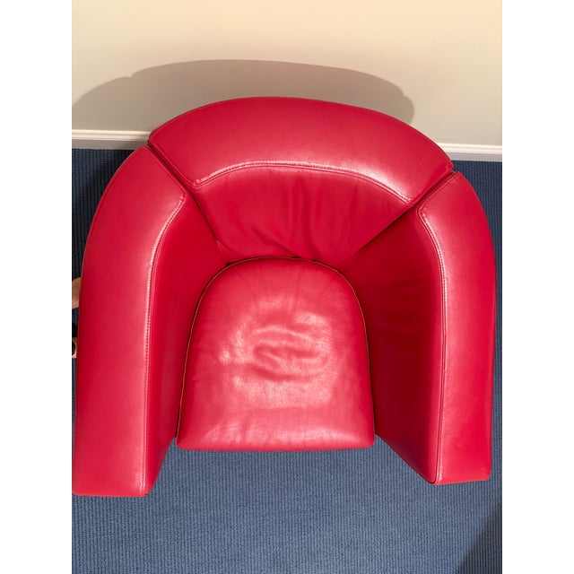 Pair of B&b Italia Tulip Chairs in Red Leather For Sale - Image 9 of 9