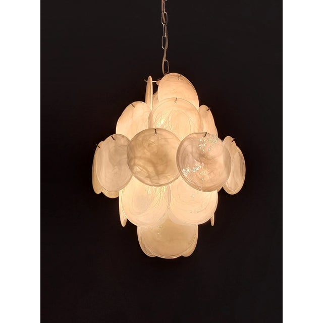Ivory Vintage Murano Alabaster Disc Chandelier, 1968 For Sale - Image 8 of 15