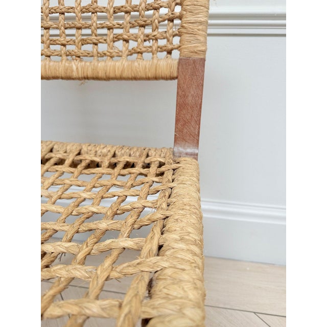 Mid-Century French Woven Abaca and Oak Side Chairs attributed to Adrien Audoux & Frida Minet, 1950s, Set of 2 For Sale - Image 9 of 12