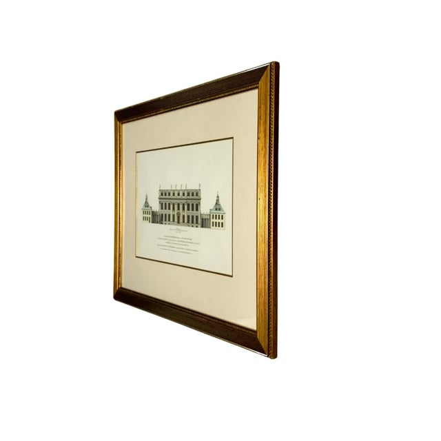 Rustic European Late 20th Century Buckingham Palace Engraving Vintage Classic British Architecture Print Art Decor Reproduction For Sale - Image 3 of 6