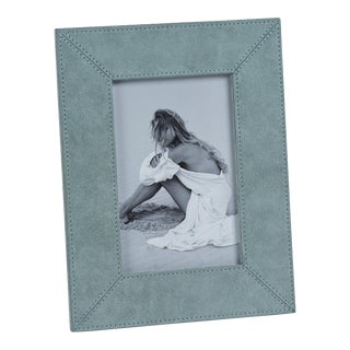Carpi Suede Lux Photo Frame, 4" x 6", Cote D'Azur Blue For Sale