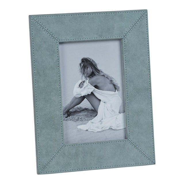 Carpi Suede Lux Photo Frame, 4" x 6", Cote D'Azur Blue For Sale