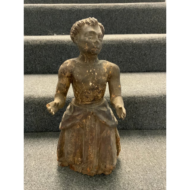19th Century Antique Kneeling Wood Carved Santos Figure For Sale - Image 17 of 17