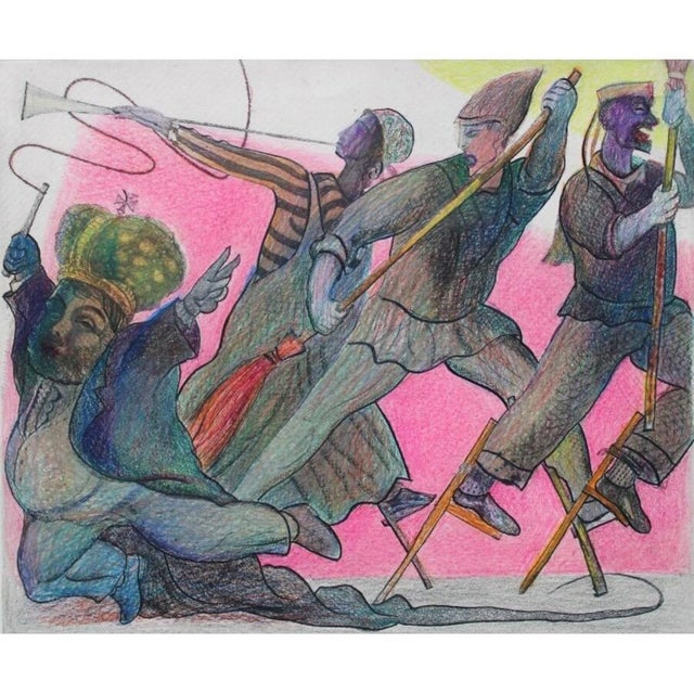 Paper Roman Lapp, Theater History VI, 1992, Etching & Colored Pencil For Sale - Image 7 of 9