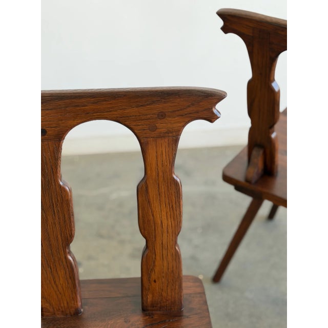 Brown Antique Carved Oak Revival Dining Chairs — Set of 6 For Sale - Image 8 of 18