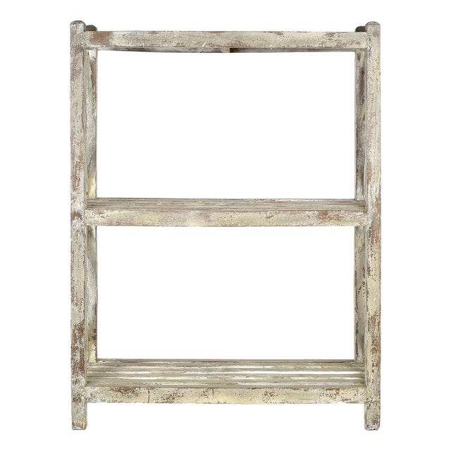 Shelf on Patinated Wooden Legs For Sale