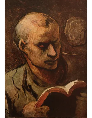 1940s After Honore Daumier "The Reader" First Edition Swiss Lithograph