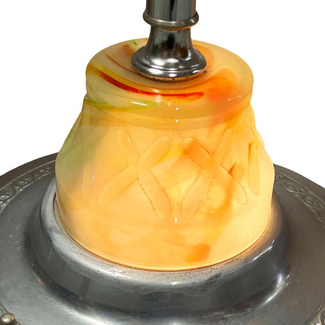 1930s Streamline Art Deco Chrome Drink Glass Top Side Table W/ Light Up Base For Sale In Los Angeles - Image 6 of 6