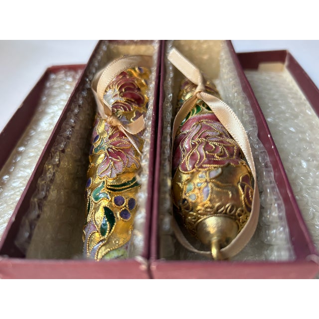 Pair of Gold Cloisonné & Crystal Ornaments For Sale - Image 16 of 17