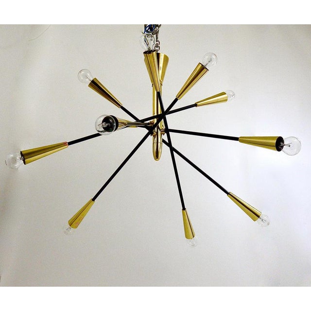 Large Articulating Black and Brass Sputnik Chandelier in the style of Stilnovo, 1950s For Sale - Image 13 of 18
