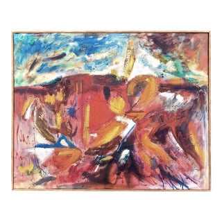 Original Mid Century Abstract Expressionist Landscape Signed and Dated For Sale