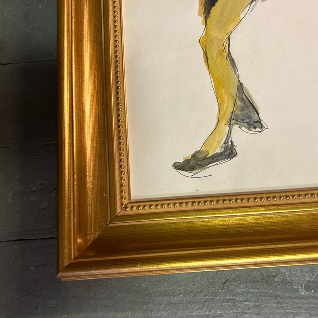 Illustration 1960’s Original Illustrative Dancing Figure Watercolor / Pen and Ink Drawing For Sale - Image 3 of 4