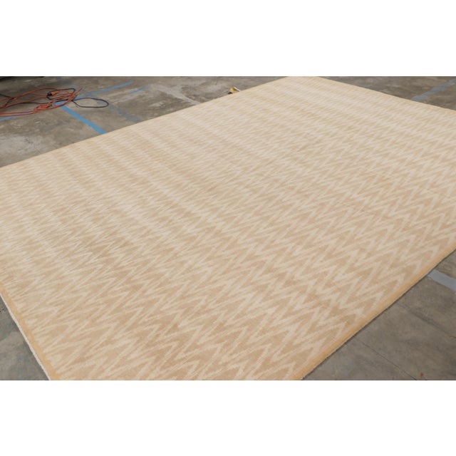 Contemporary Rug & Kilim’s Contemporary Rug in Beige and Cream With Geometric Patterns For Sale - Image 3 of 8
