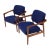 Pair of New Blue Upholstery Teak Danish Mid-Century Modern Arm Lounge Chairs For Sale - Image 13 of 13