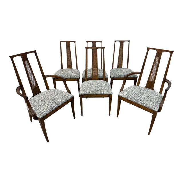 Mid-Century Modern Cane Back Dining Chairs - Set of 6 For Sale