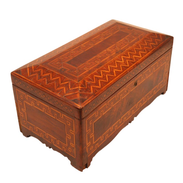 Early 19th Century Inlaid Mahogany Box with Marquetry Detail, English Circa 1820. An exquisite example of English...