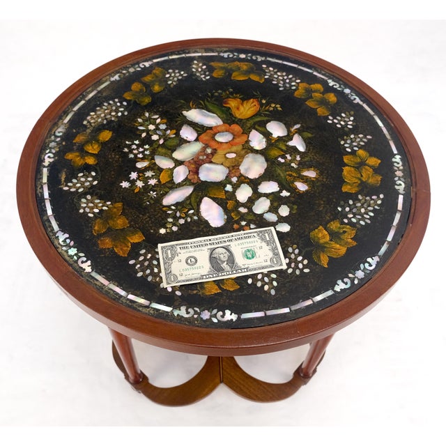 Very Fine Mother of Pearl Decorated 24" Round Side Lamp Table Stand For Sale - Image 9 of 18