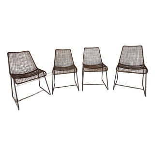 Late 20th Century Sonoma Wire Mesh Chairs With Sled Bases, Set of 4 For Sale