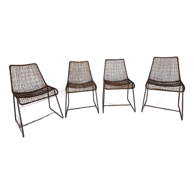 Late 20th Century Sonoma Wire Mesh Chairs With Sled Bases, Set of 4 For Sale
