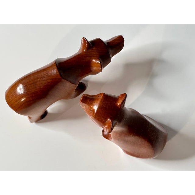 Hand-Carved Bear Animal Figurines, Rhön, Germany, 1960s, Set of 2 For Sale - Image 4 of 18