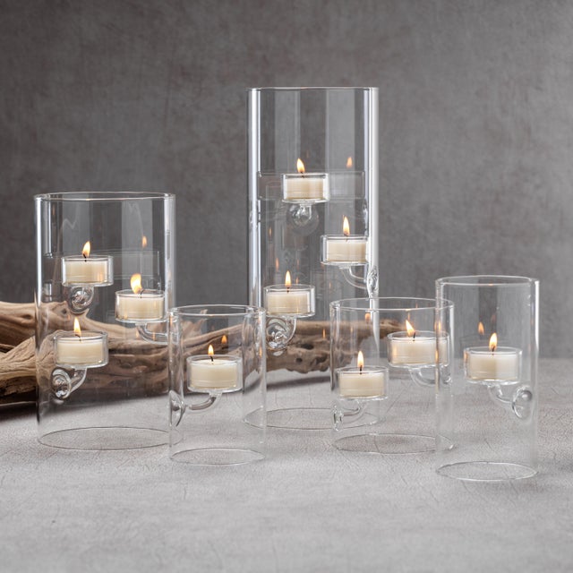 Kelly 4-Piece Set Glass Tealight Holder/Hurricane, L For Sale - Image 4 of 8