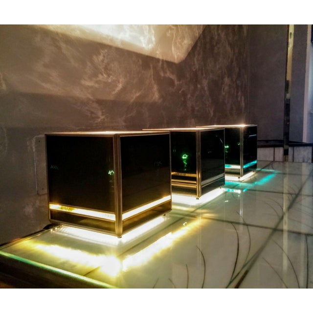 Mid-Century Modern Set Three Cubes Glass and Brass, Italy, 1970s For Sale In Los Angeles - Image 6 of 10