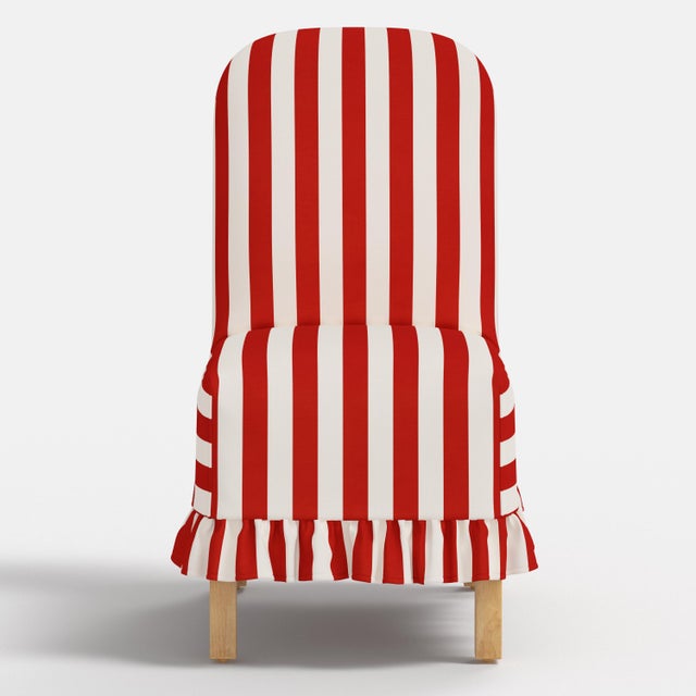 Spritely Home Aria Ruffle Slipcover Dining Chair in Red Canopy Stripe For Sale - Image 4 of 7