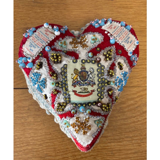 Textile Antique English Ww1 Sweethart Pin Cushion For Sale - Image 7 of 11