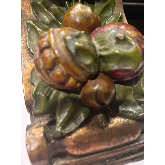 Ready to Hang Antique Late 19th Century Barbola-Style Fruit Motif Decorative Corbel / Architectural Ornament – 9” For Sale - Image 10 of 18