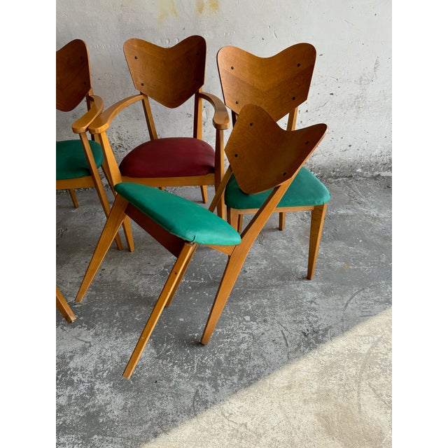 Heart Model Chairs by René-Jean Caillette, 1950s, Set of 6 For Sale - Image 13 of 17