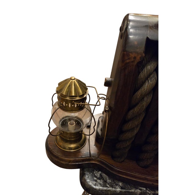 Vintage Pirates Caribbean Table Lamp Lanter Block Tackle Pulley Hook For Sale In Philadelphia - Image 6 of 15