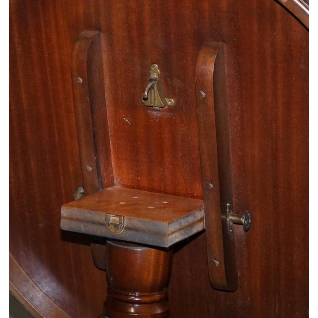 Small Regency Style Flamed Hardwood Pedestal Drum Table with Lion Paw Feet For Sale - Image 12 of 13