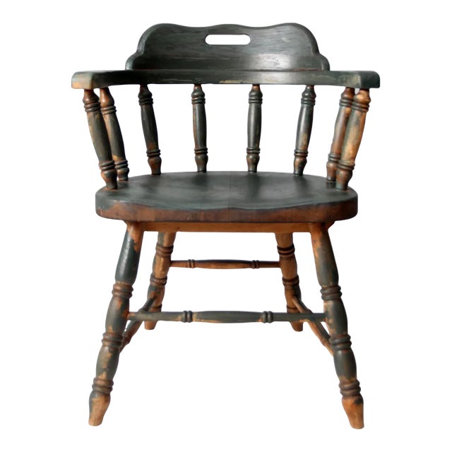 Antique Painted Captain's Chair For Sale