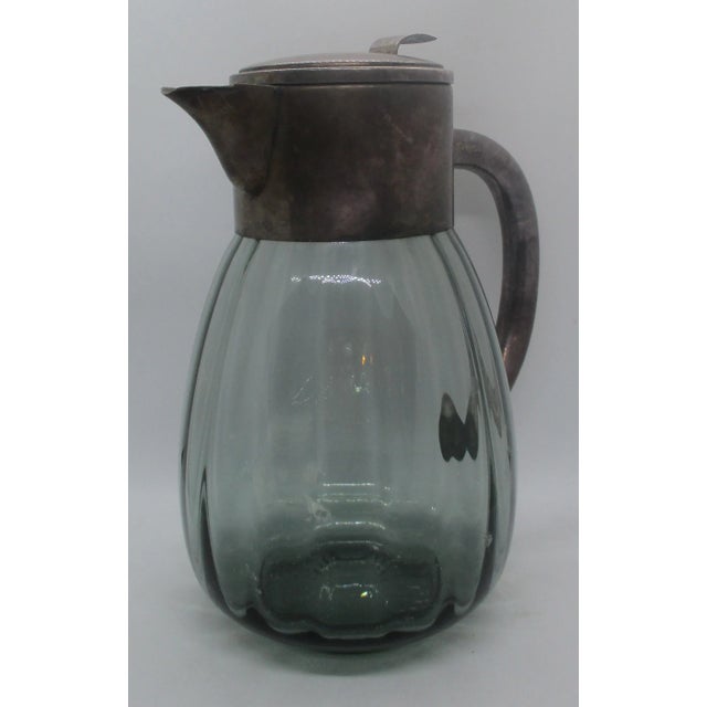 Silver Plate and Glass 10.5" Tall Water Carafe Eisenberg Lozano, Made in Germany Stamped under the lid. Measures 10.5"...