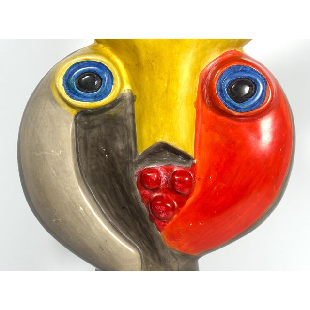 Cubism Mid 20th Century Cubist Stone Sculpture Bust: Abstract Face, Primary Colors For Sale - Image 3 of 10