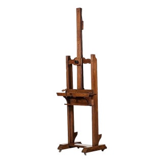 Large English Oak Artists Easel, 1920 For Sale
