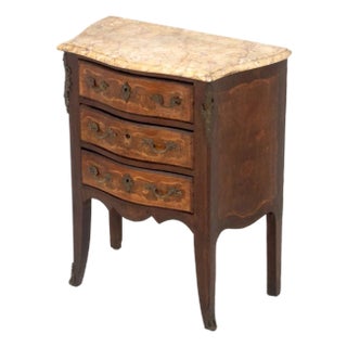 Louis XV Style Marble Top Mahogany Chest of Drawer For Sale