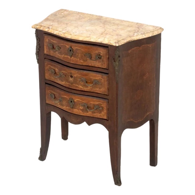 Louis XV Style Marble Top Mahogany Chest of Drawer For Sale