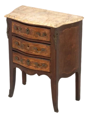 Louis XV Style Marble Top Mahogany Chest of Drawer