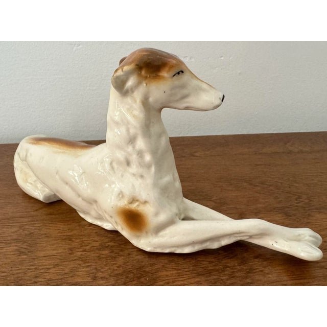 Antique German Porcelain Borzoi Dog Sculpture For Sale - Image 6 of 8