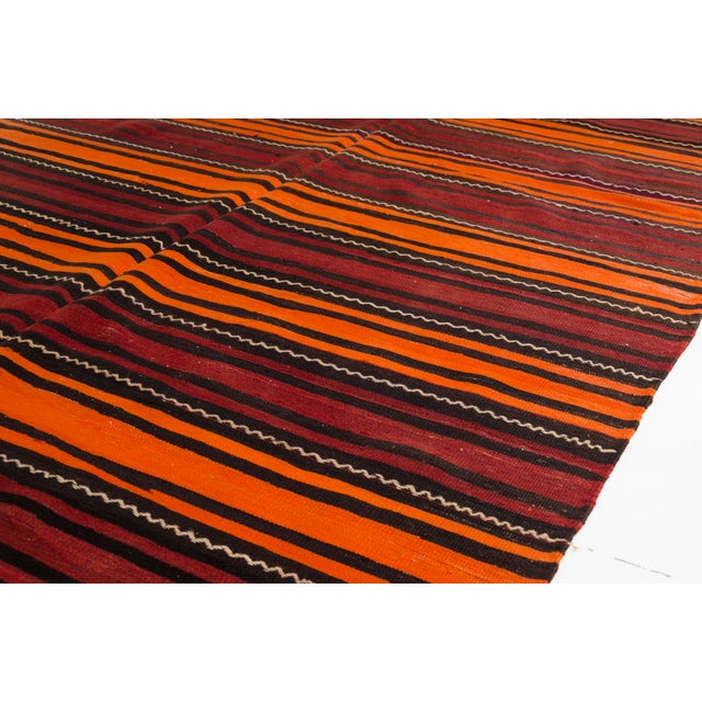 Textile Mid 20th Century Bold Orange & Madder Red Flatweave Rug For Sale - Image 7 of 14