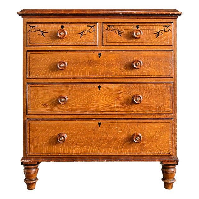 English 19th Century Faux Bois Painted Chest For Sale