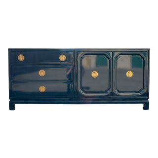 Ming Style High Gloss Blue Credenza For Sale