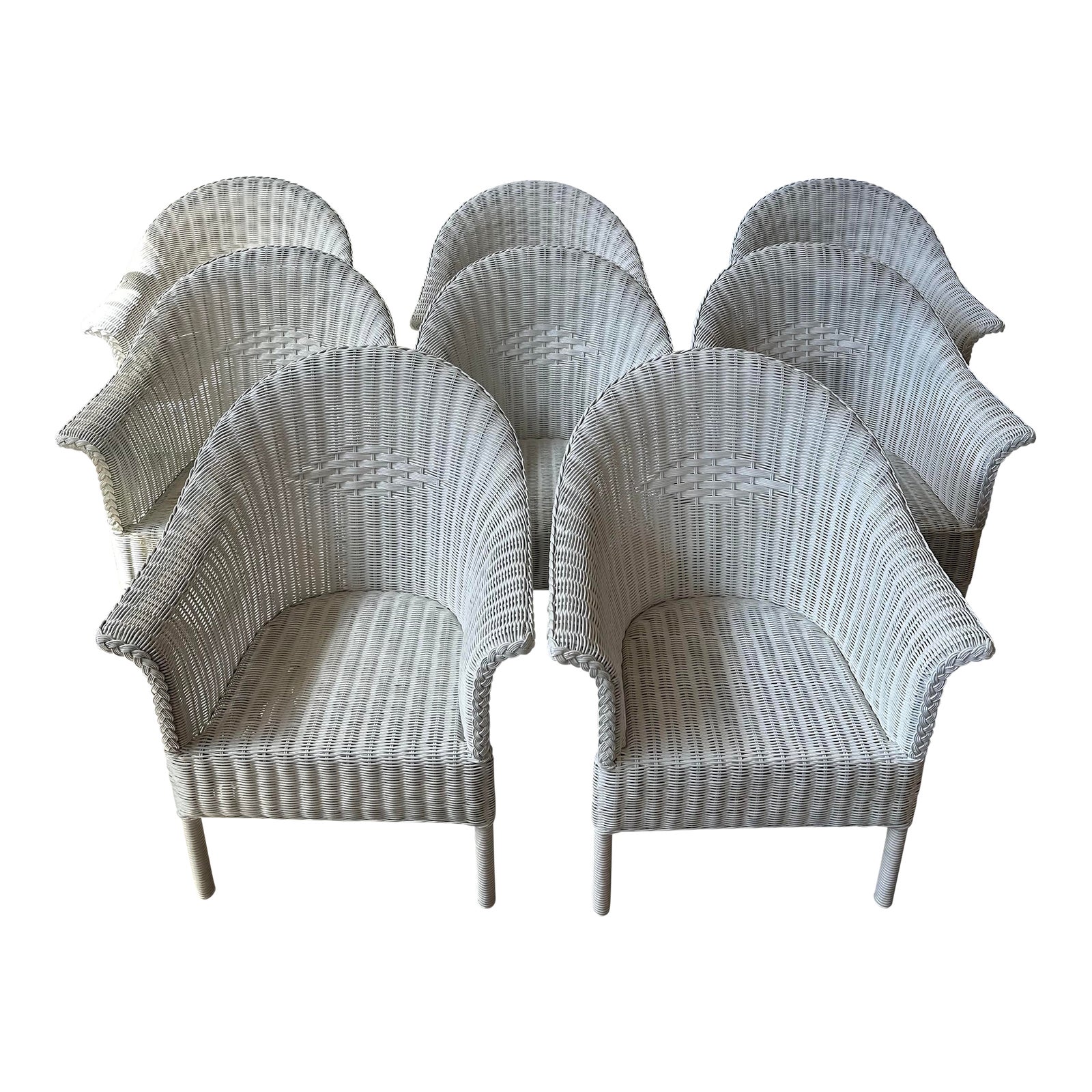 Ralph Lauren Home Hudson River Valley Wicker Dining Chairs Set of 8