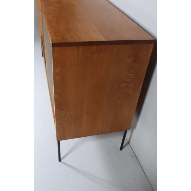 Paul McCobb Planner Group Maple, Grasscloth & Wrought Iron Credenza, 1950s For Sale - Image 15 of 18