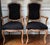 Glass And Wood Dining Room Table with Set of detailed carved both front and back dining chairs. 6 chairs total 2 arm...